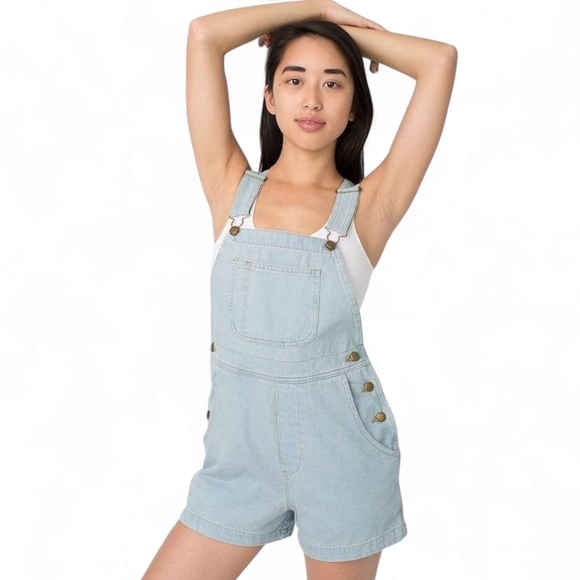 American Apparel Denim - American Apparel Denim Short-Alls Medium Wash Indigo Size XS